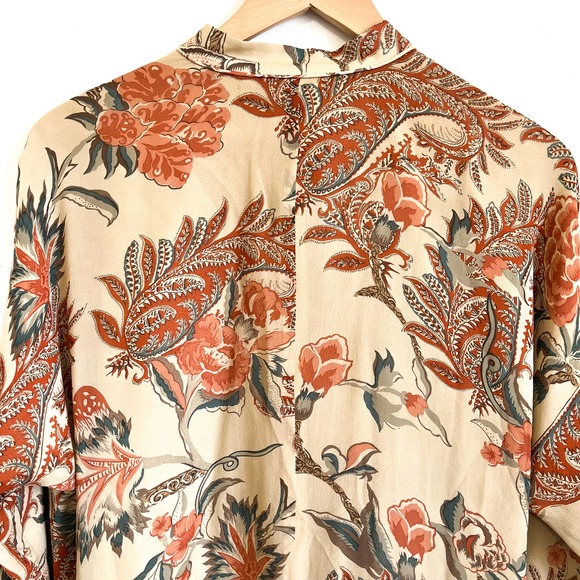 Ralph Lauren Collection Paisley Floral Silk Duster Kaftan Sz M Long Line Dress - Picture 4 of 14